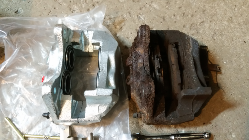 Expensive-ass core returns these are! They’re getting the pads with them - I can’t get them out. Too much rust.